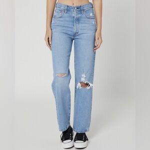 Levi's Light Wash Distressed Button Fly Jeans